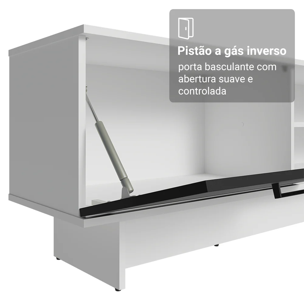 Rack para TV até 80 Polegadas 218 cm 2 Portas Branco/Preto Agata Madesa - Image 7