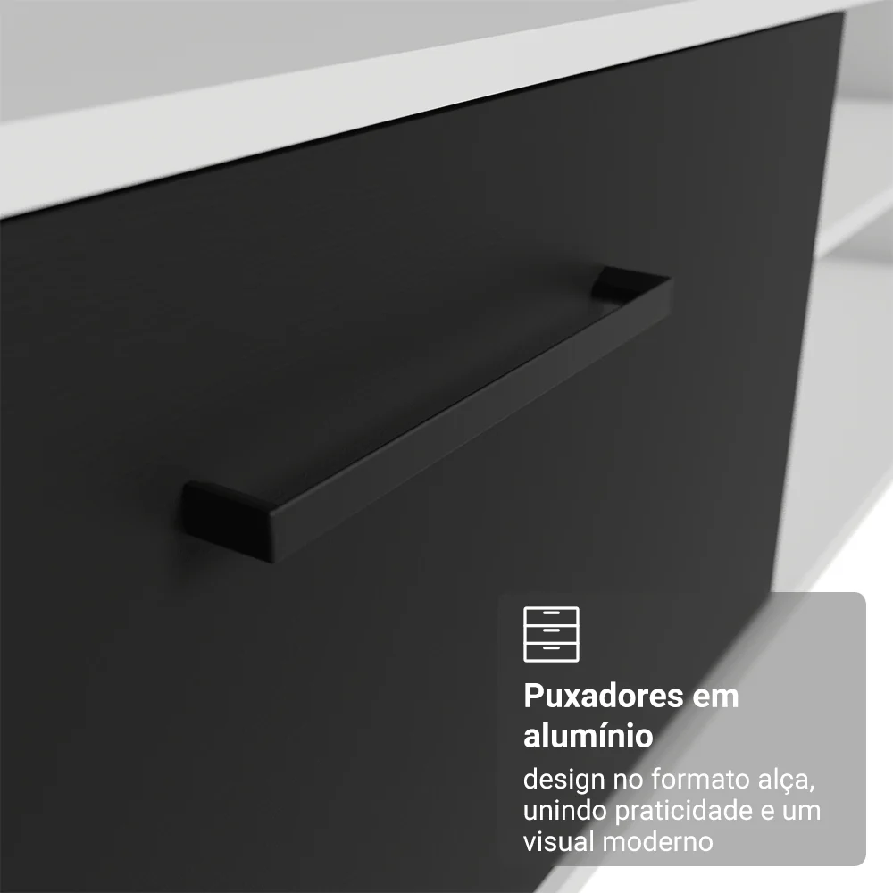 Rack para TV até 80 Polegadas 218 cm 2 Portas Branco/Preto Agata Madesa - Image 8