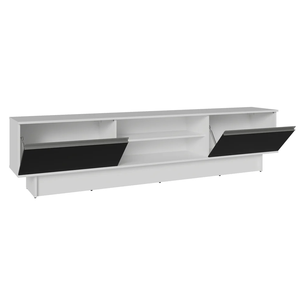 Rack para TV até 80 Polegadas 218 cm 2 Portas Branco/Preto Glamy Madesa - Image 6