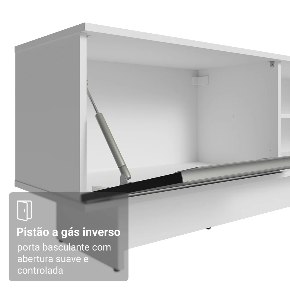Rack para TV até 80 Polegadas 218 cm 2 Portas Branco/Preto Glamy Madesa - Image 8