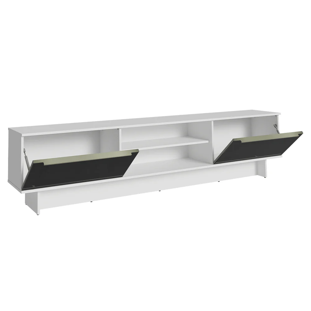 Rack para TV até 80 Polegadas 218 cm 2 Portas Branco/Preto Lux Madesa - Image 6