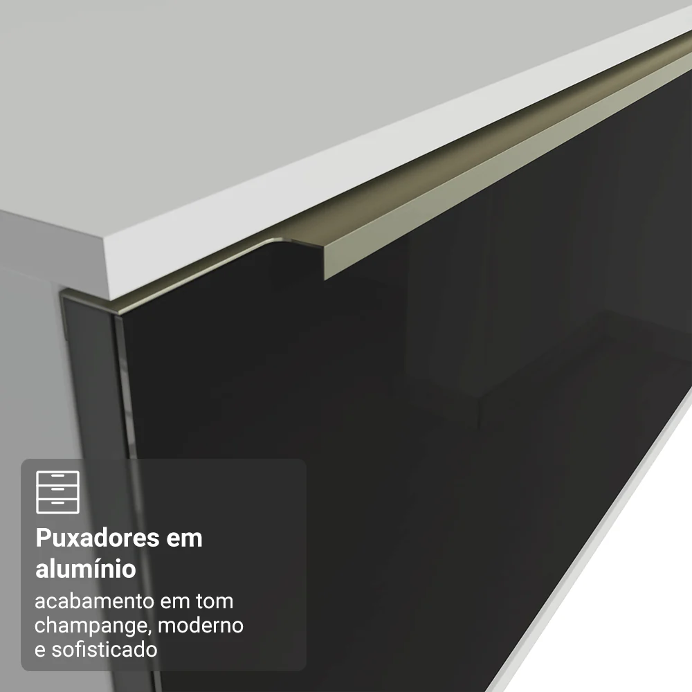 Rack para TV até 80 Polegadas 218 cm 2 Portas Branco/Preto Lux Madesa - Image 7
