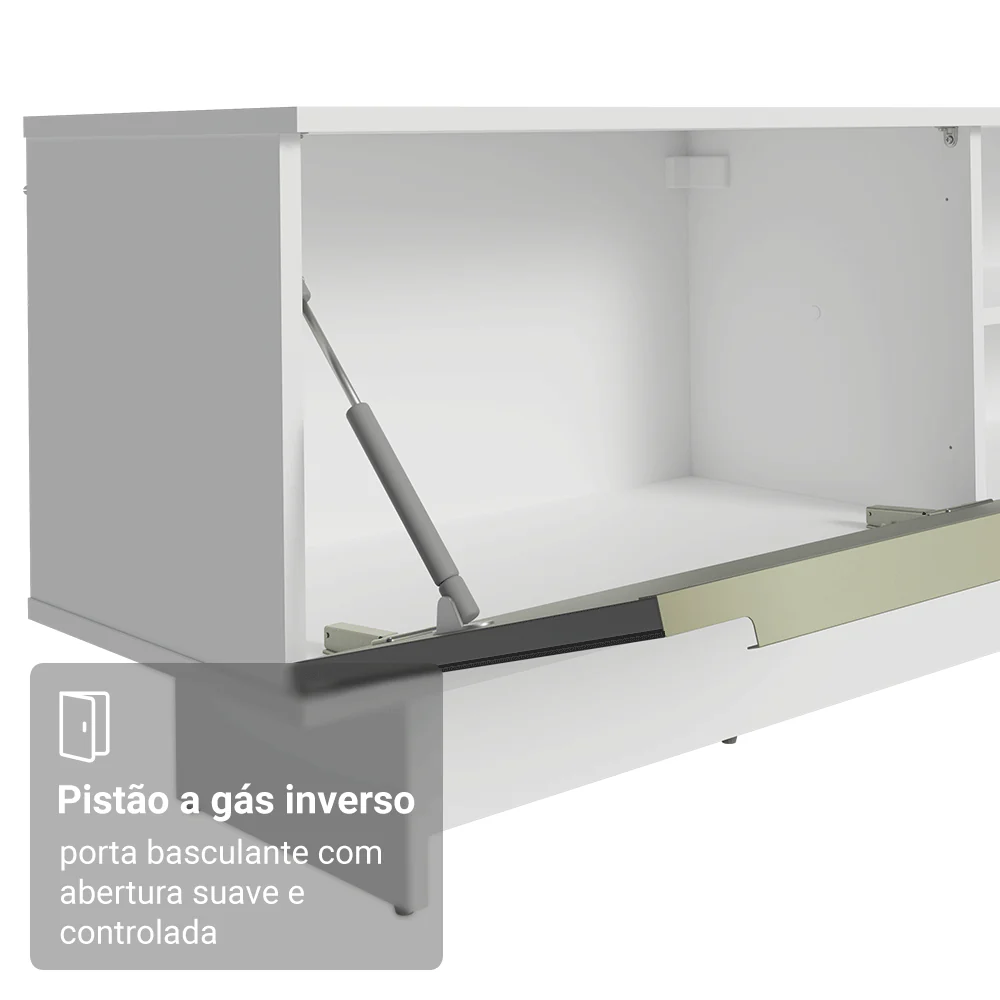 Rack para TV até 80 Polegadas 218 cm 2 Portas Branco/Preto Lux Madesa - Image 8