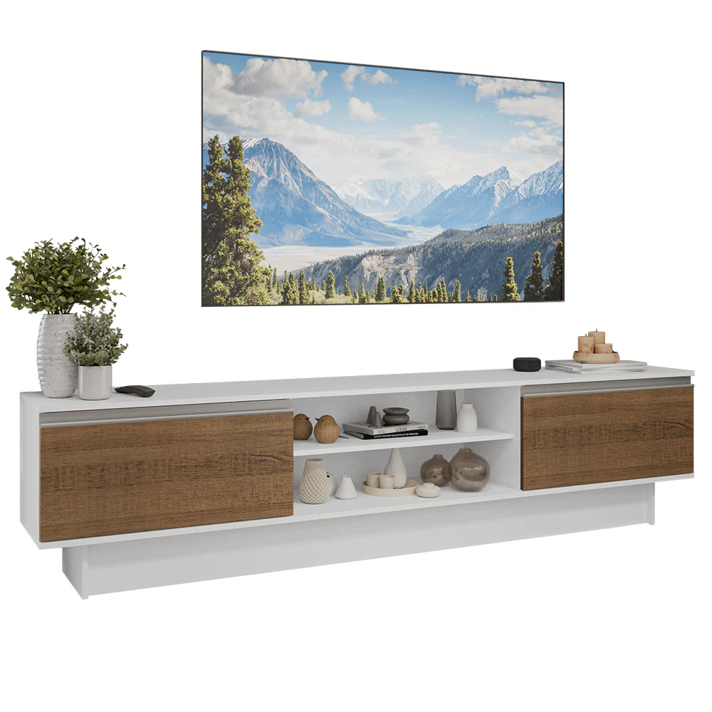 Rack para TV até 80 Polegadas 218 cm 2 Portas Branco/Rustic Glamy Madesa - Image 2