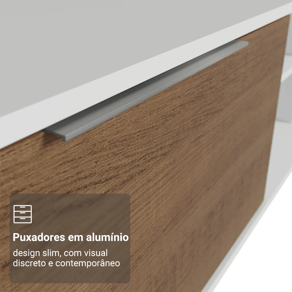 Rack para TV até 80 Polegadas 218 cm 2 Portas Branco/Rustic Stella Madesa - Image 7