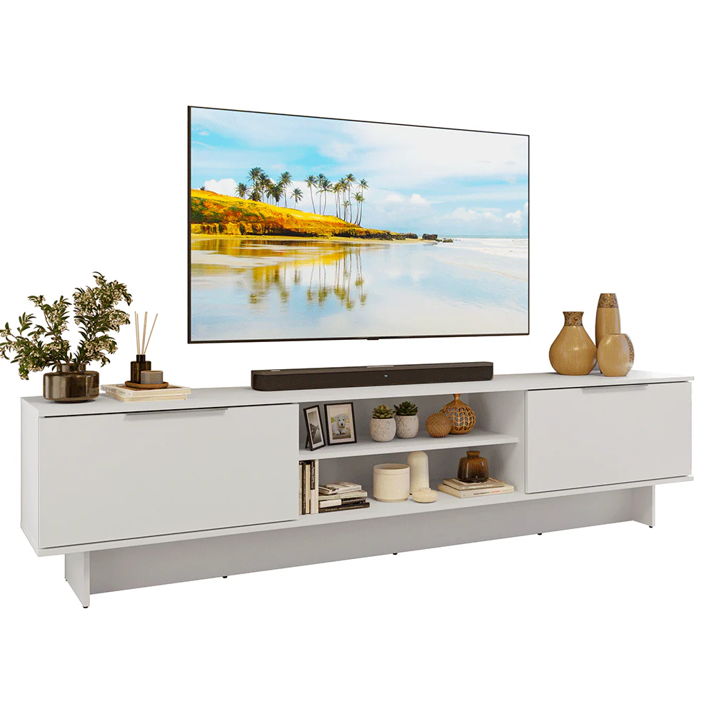 Rack para TV até 80 Polegadas 218 cm 2 Portas Branco Stella Madesa - Image 2