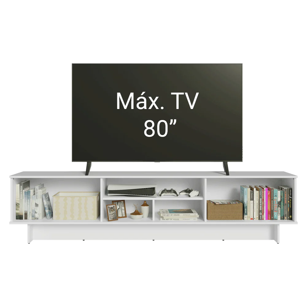 Rack para TV até 80 Polegadas 218 cm 2 Portas Branco Stella Madesa - Image 5