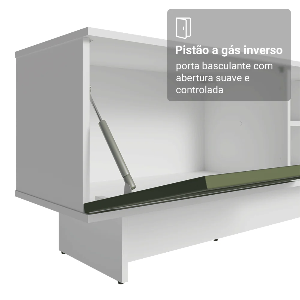 Rack para TV até 80 Polegadas 218 cm 2 Portas Branco/Verde Vik Madesa - Image 6