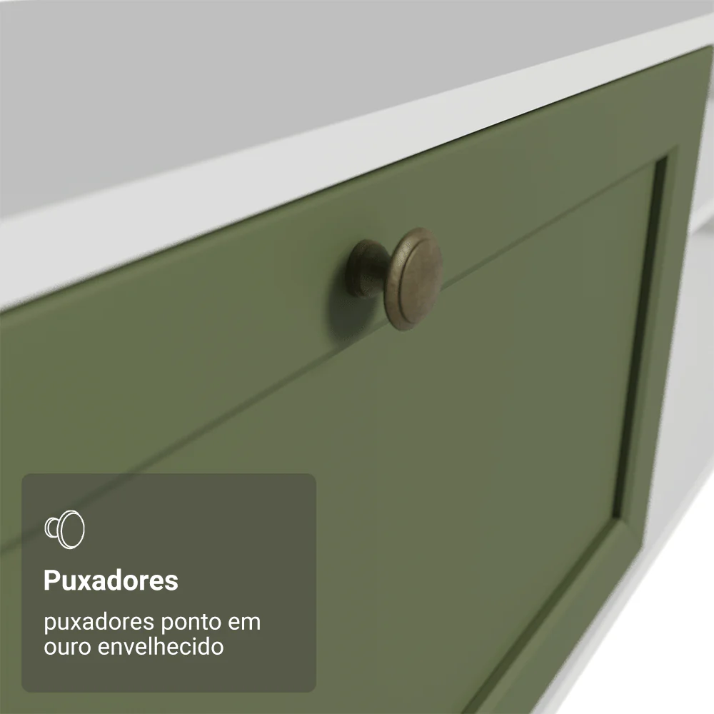 Rack para TV até 80 Polegadas 218 cm 2 Portas Branco/Verde Vik Madesa - Image 7