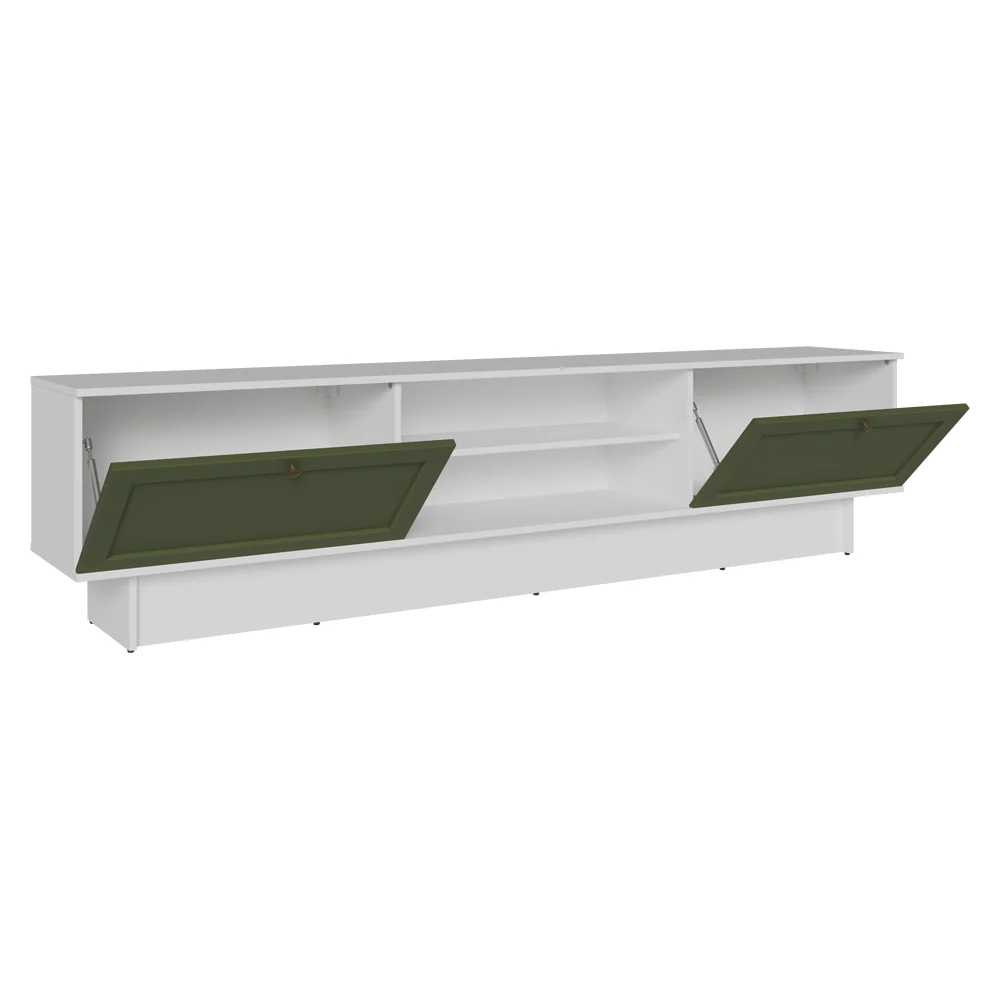 Rack para TV até 80 Polegadas 218 cm 2 Portas Branco/Verde Vik Madesa - Image 8
