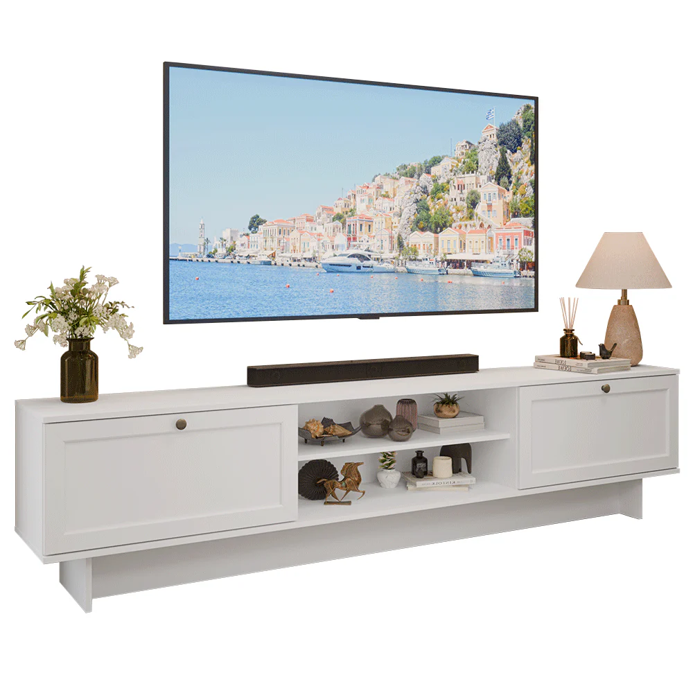 Rack para TV até 80 Polegadas 218 cm 2 Portas Branco Vik Madesa - Image 2