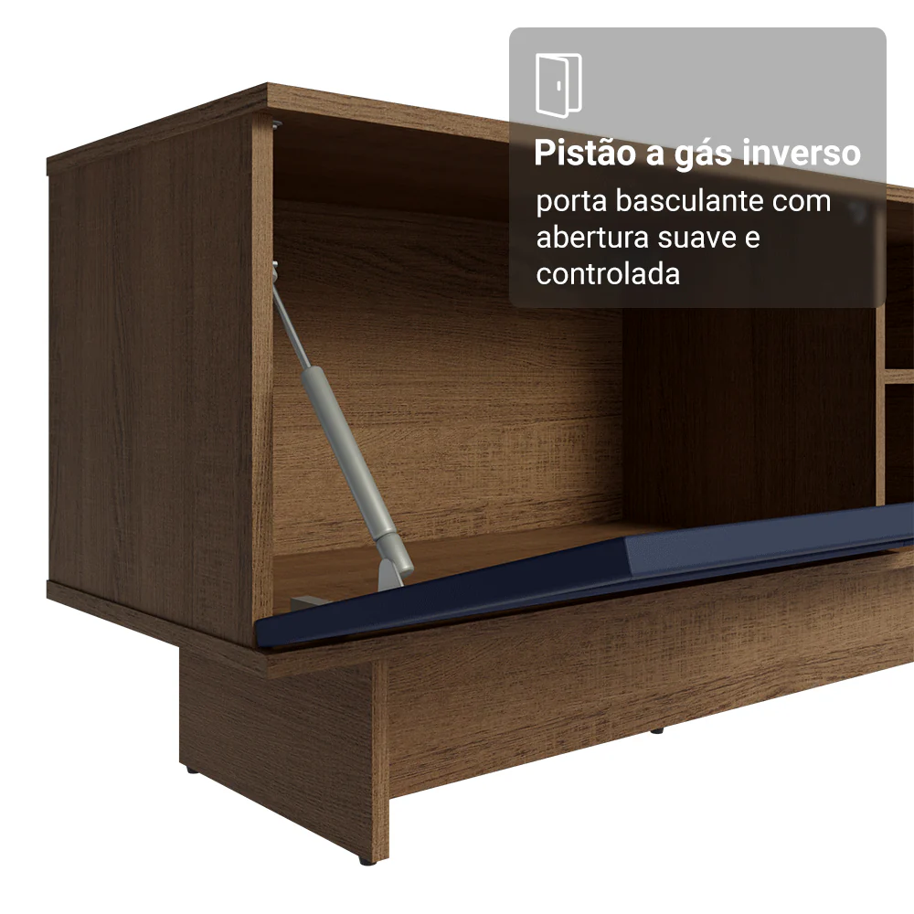 Rack para TV até 80 Polegadas 218 cm 2 Portas Rustic/Azul Vik Madesa - Image 6