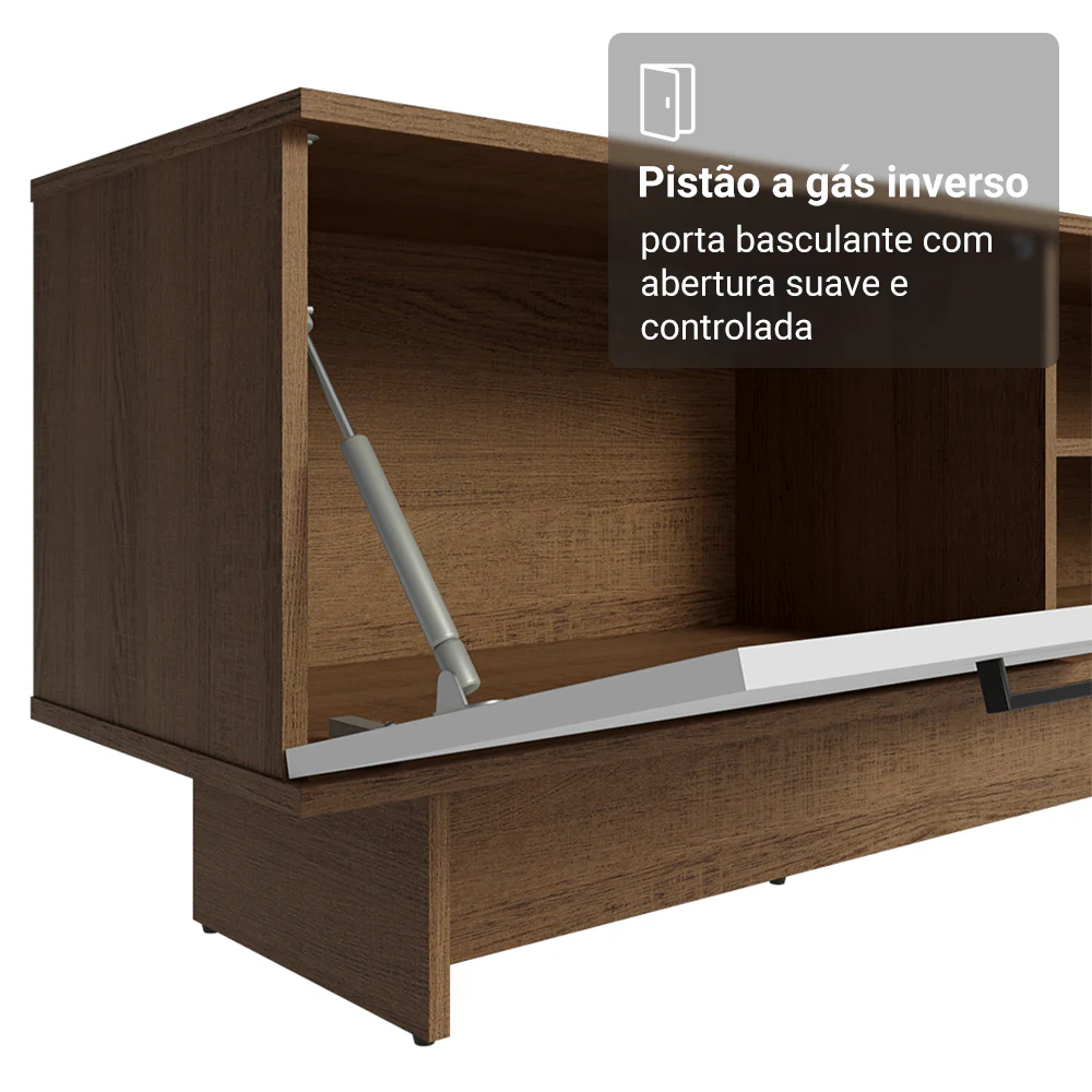 Rack para TV até 80 Polegadas 218 cm 2 Portas Rustic/Branco Agata Madesa - Image 7