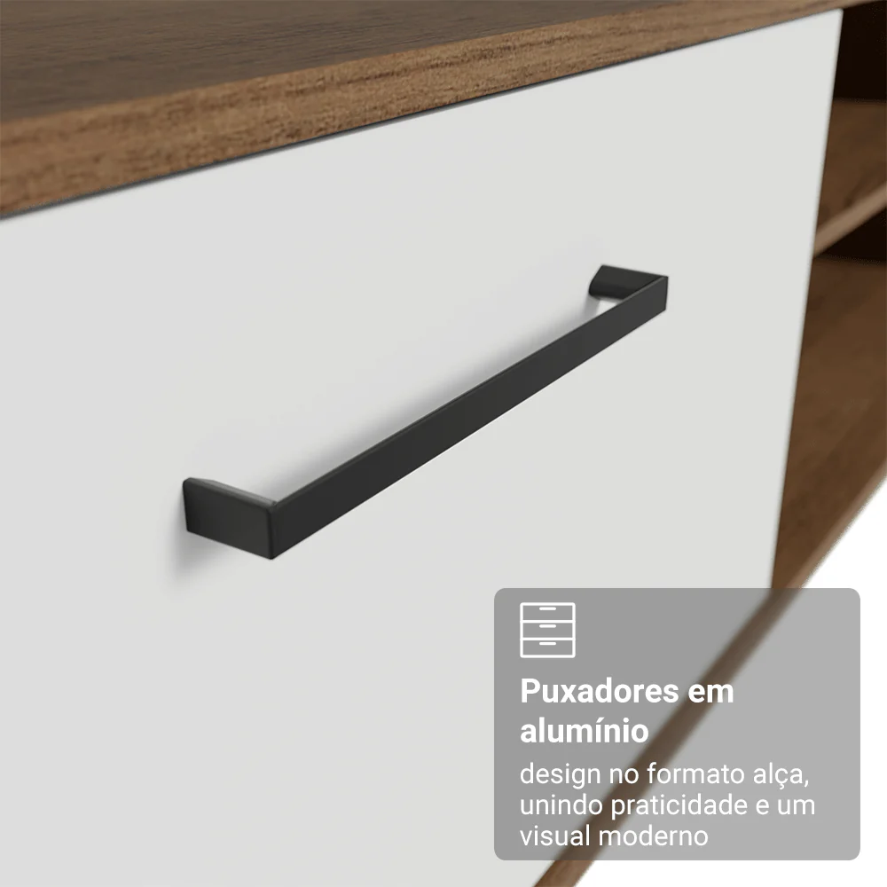Rack para TV até 80 Polegadas 218 cm 2 Portas Rustic/Branco Agata Madesa - Image 8