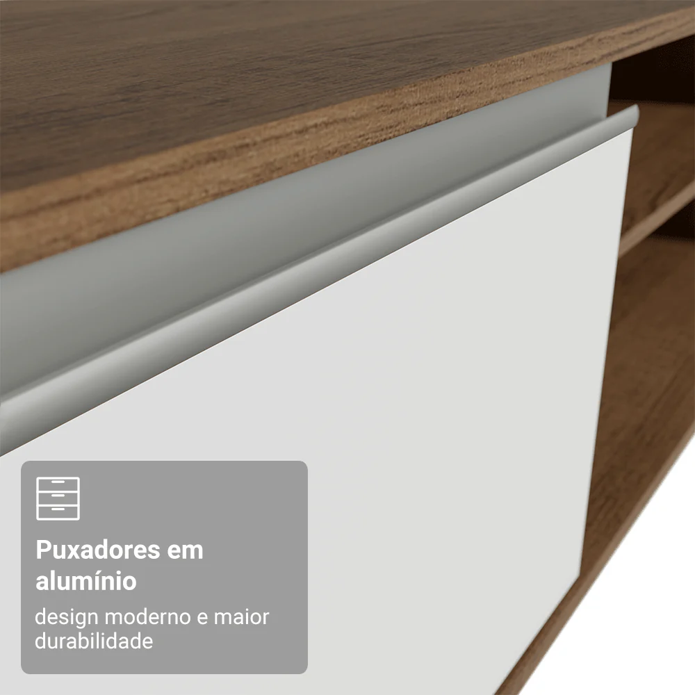 Rack para TV até 80 Polegadas 218 cm 2 Portas Rustic/Branco Glamy Madesa - Image 7