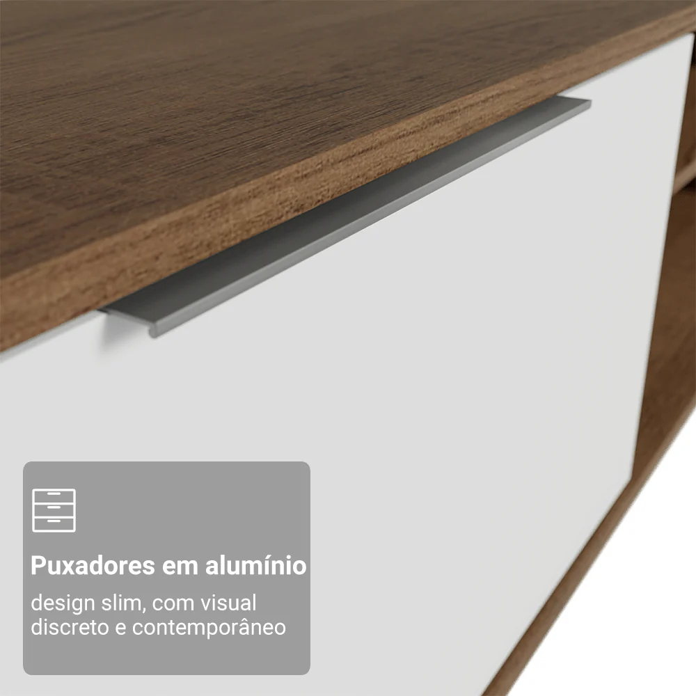 Rack para TV até 80 Polegadas 218 cm 2 Portas Rustic/Branco Stella Madesa - Image 7