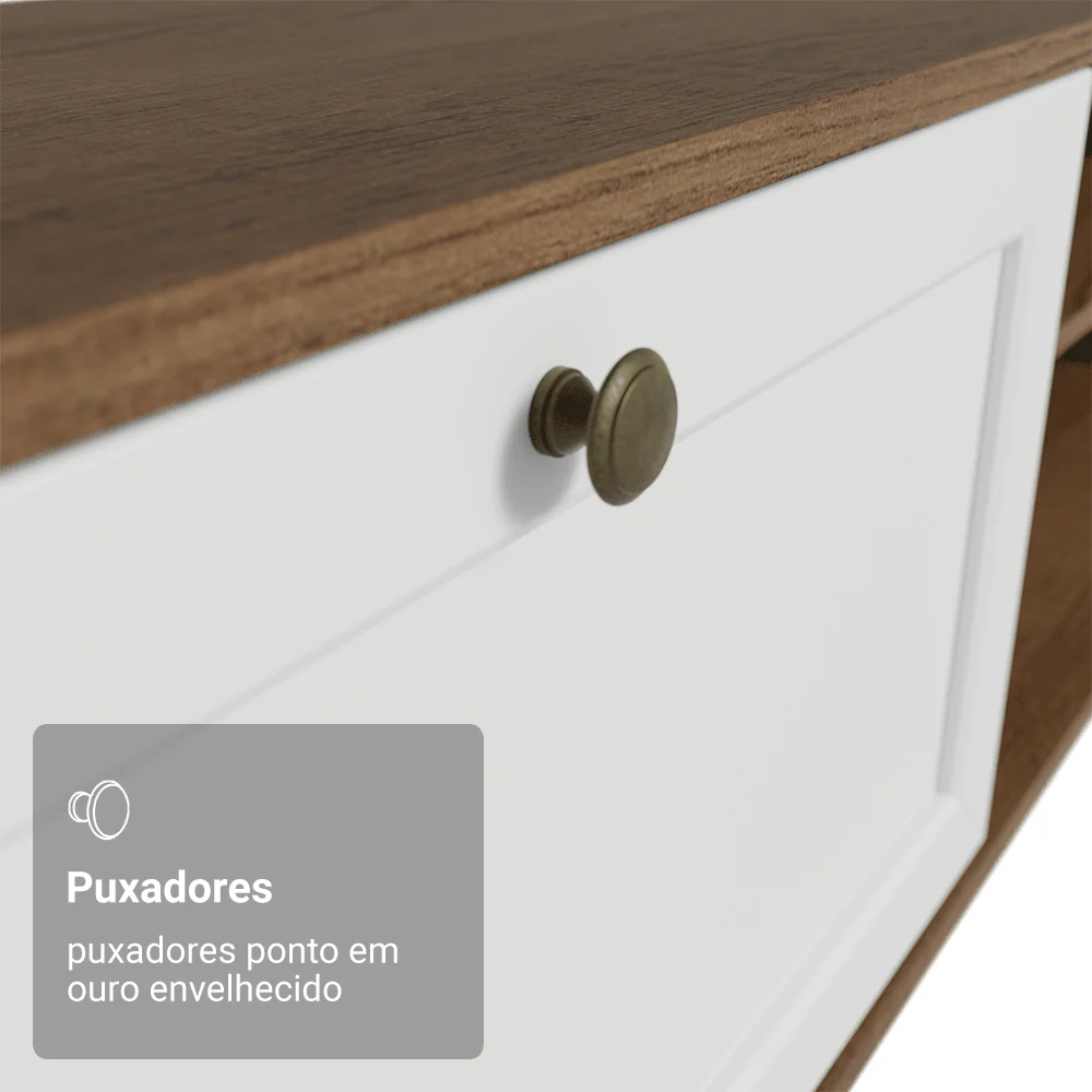 Rack para TV até 80 Polegadas 218 cm 2 Portas Rustic/Branco Vik Madesa - Image 7
