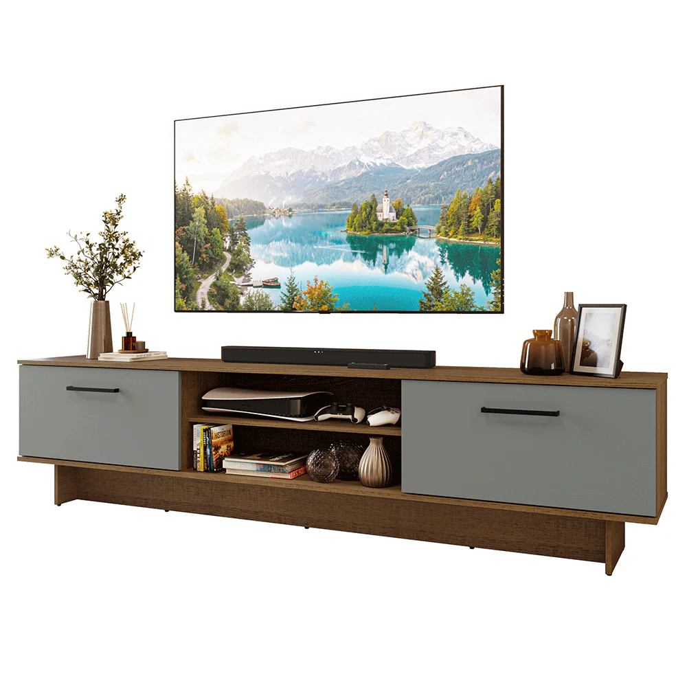 Rack para TV até 80 Polegadas 218 cm 2 Portas Rustic/Cinza Agata Madesa - Image 2