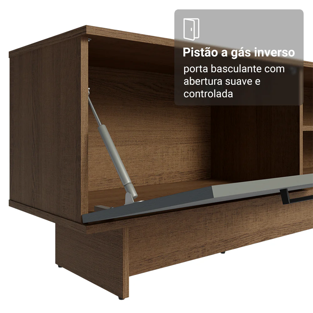 Rack para TV até 80 Polegadas 218 cm 2 Portas Rustic/Cinza Agata Madesa - Image 7