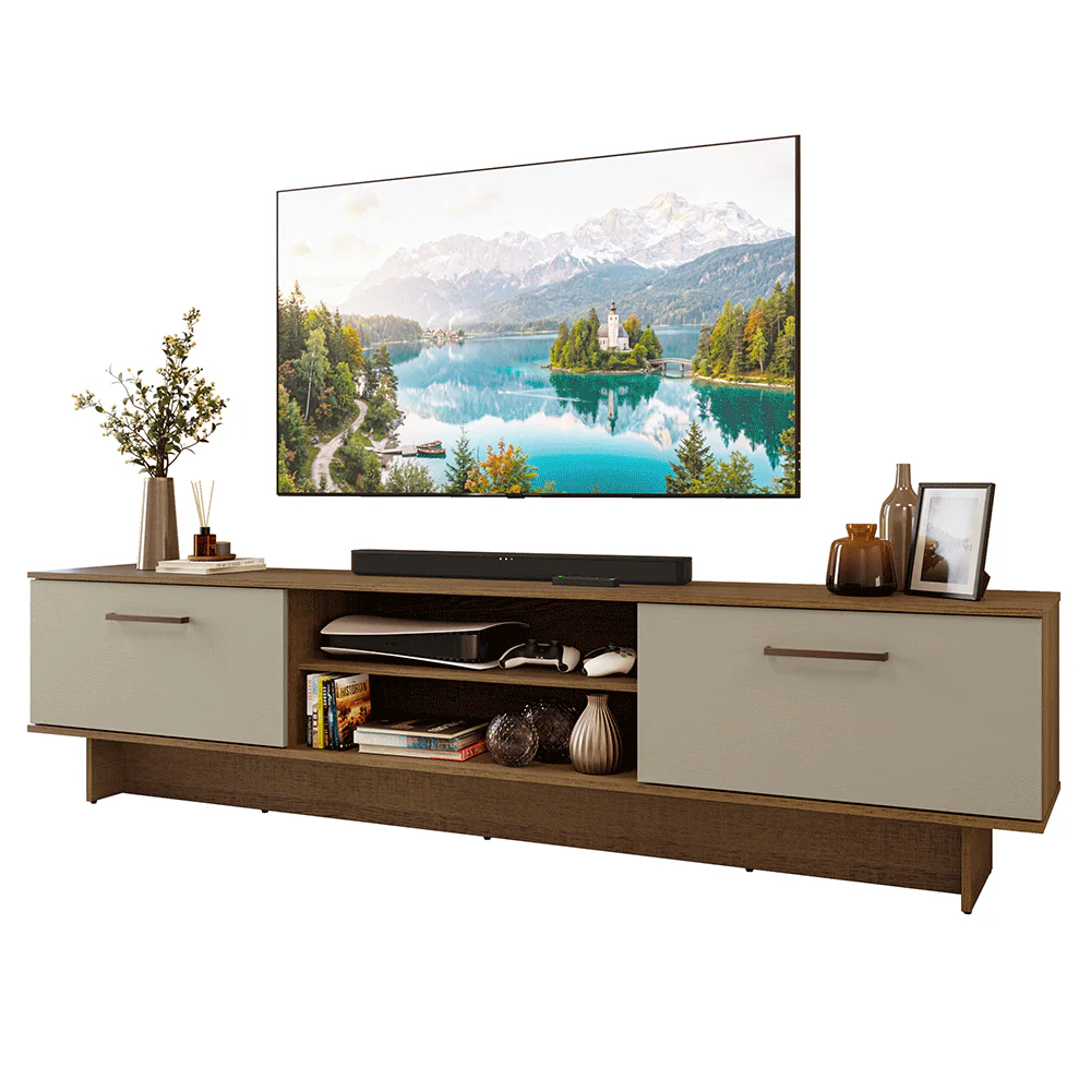 Rack para TV até 80 Polegadas 218 cm 2 Portas Rustic/Crema Agata Madesa - Image 2