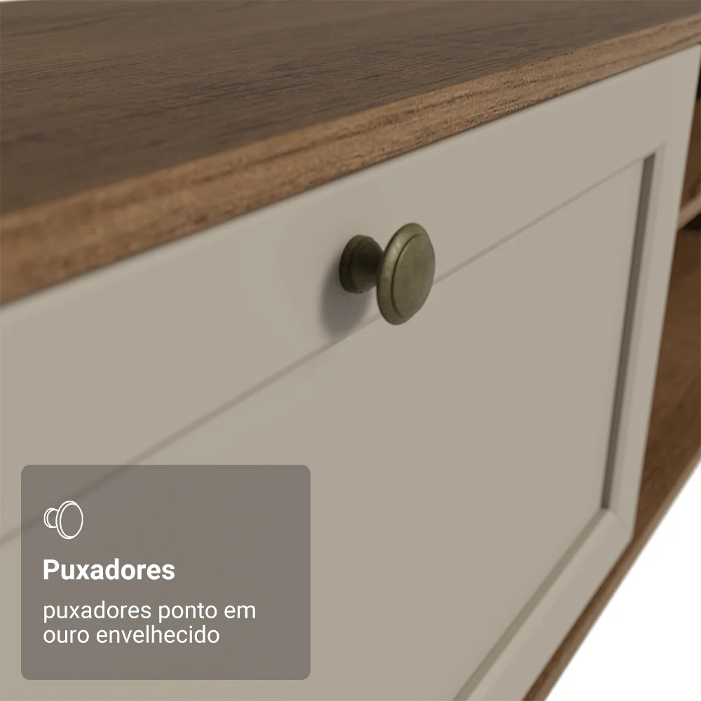 Rack para TV até 80 Polegadas 218 cm 2 Portas Rustic/Crema Vik Madesa - Image 7