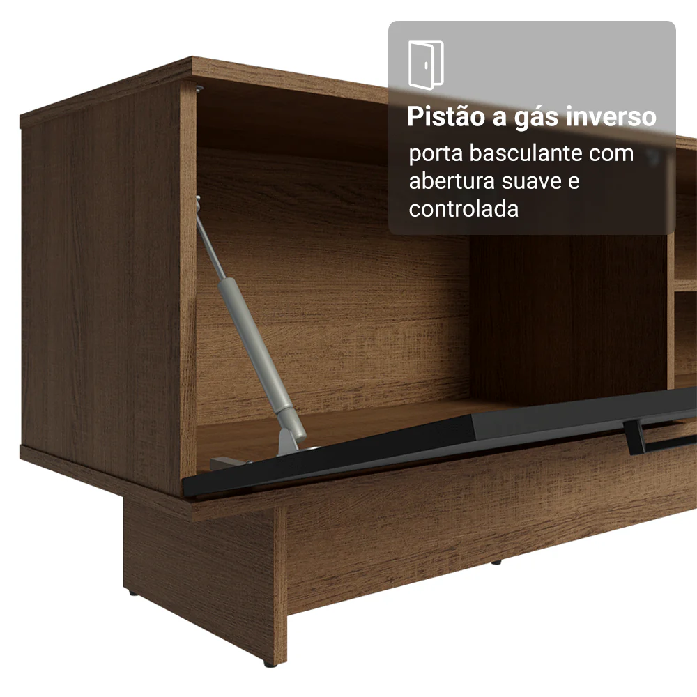 Rack para TV até 80 Polegadas 218 cm 2 Portas Rustic/Preto Agata Madesa - Image 7