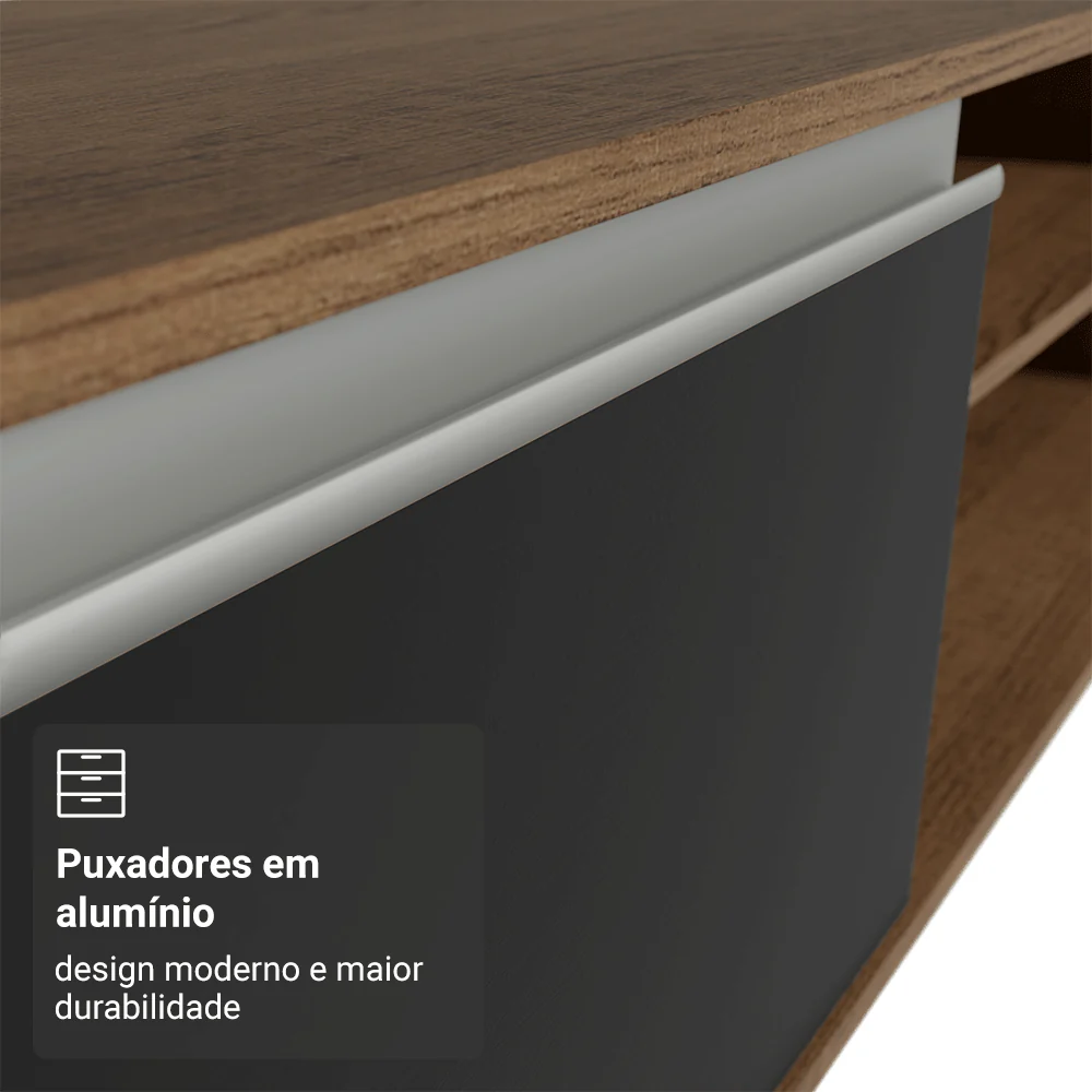 Rack para TV até 80 Polegadas 218 cm 2 Portas Rustic/Preto Glamy Madesa - Image 7