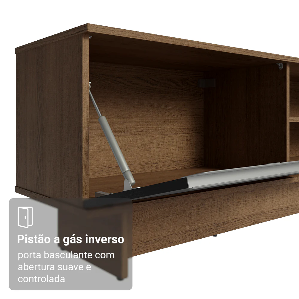 Rack para TV até 80 Polegadas 218 cm 2 Portas Rustic/Preto Glamy Madesa - Image 8