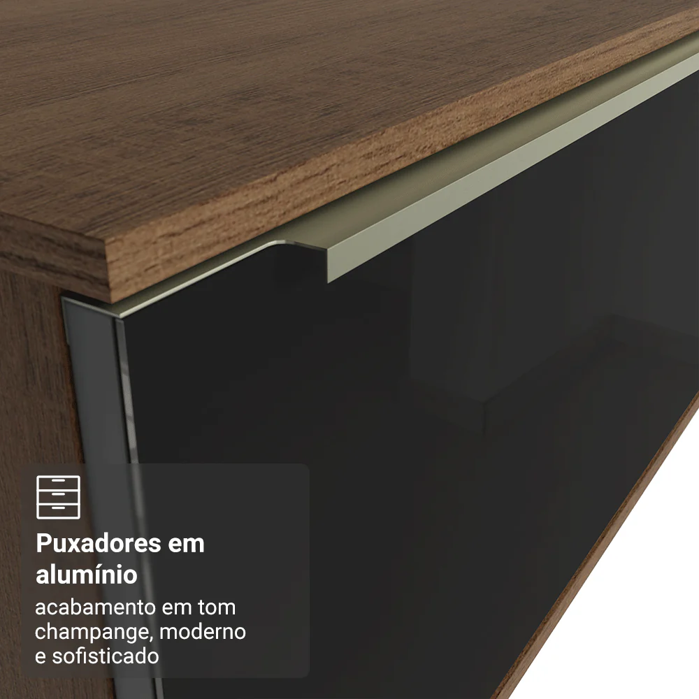 Rack para TV até 80 Polegadas 218 cm 2 Portas Rustic/Preto Lux Madesa - Image 7