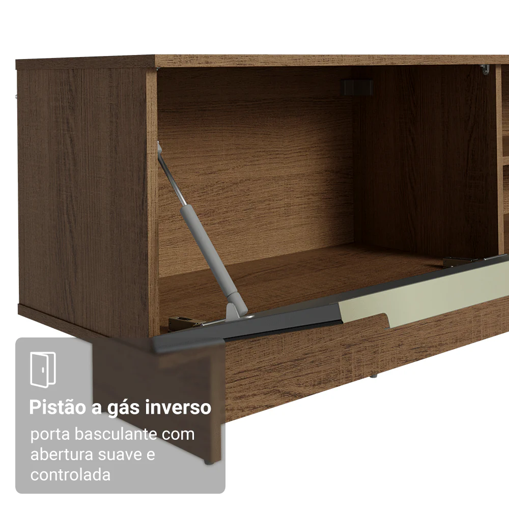 Rack para TV até 80 Polegadas 218 cm 2 Portas Rustic/Preto Lux Madesa - Image 8