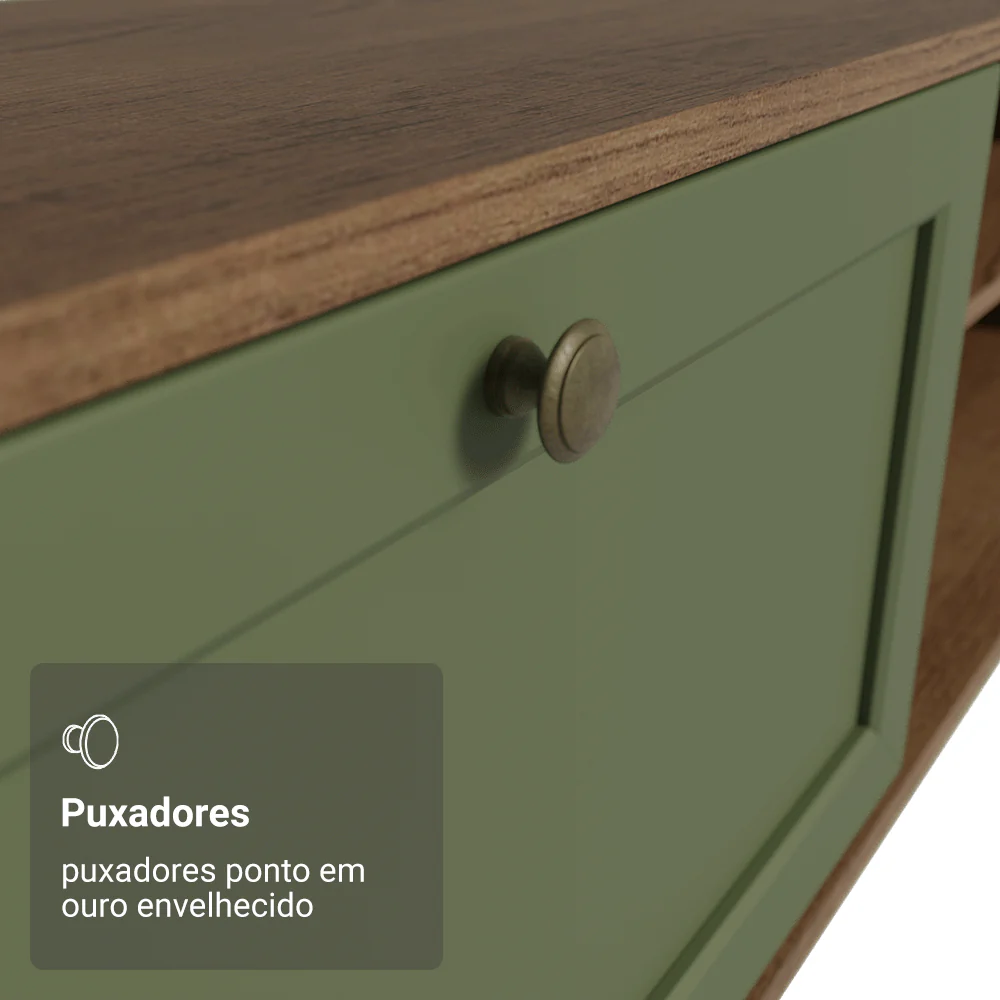 Rack para TV até 80 Polegadas 218 cm 2 Portas Rustic/Verde Vik Madesa - Image 7