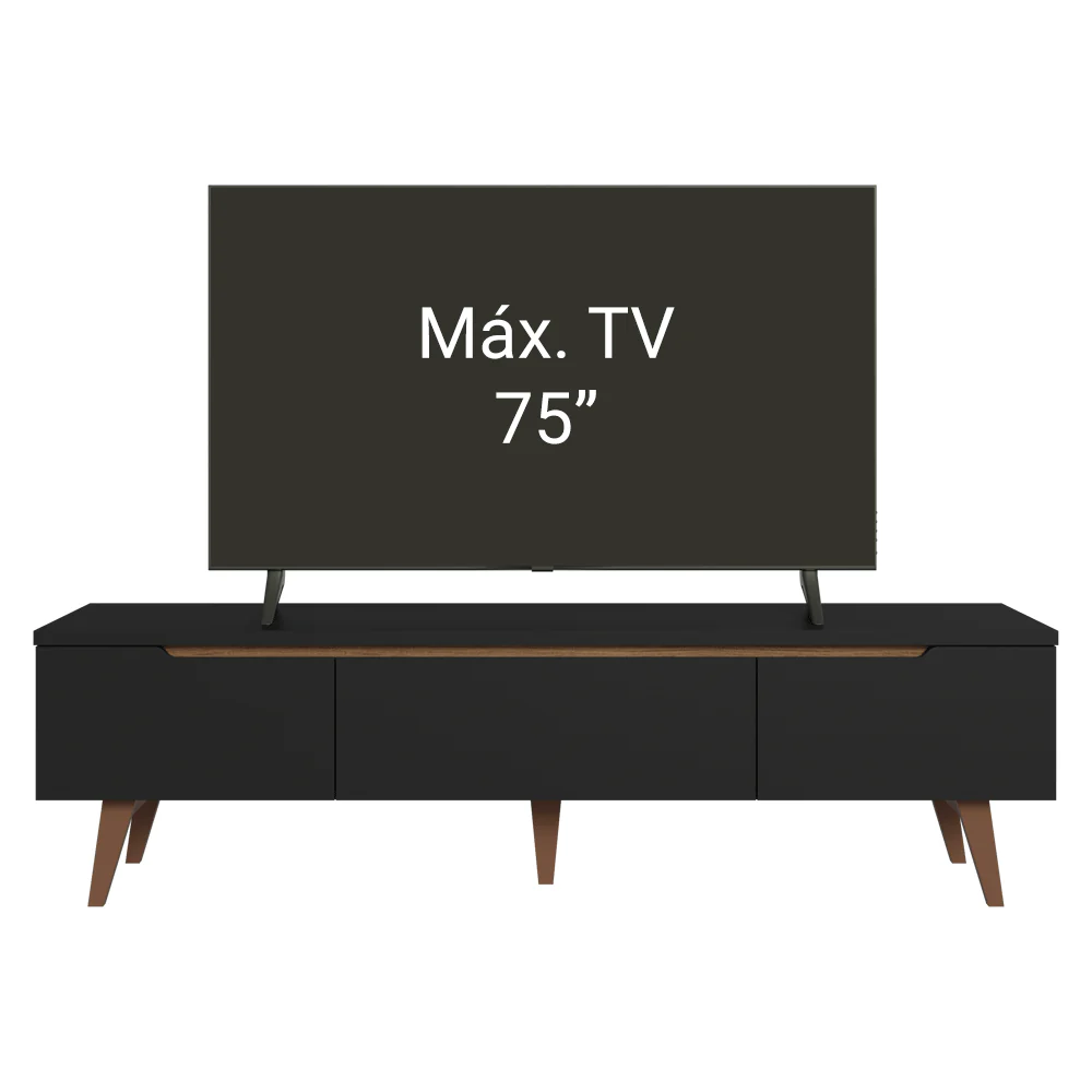 Rack para TV até 75 Polegadas Madesa Reims Preto 2 Portas 1 Gaveta - Image 11