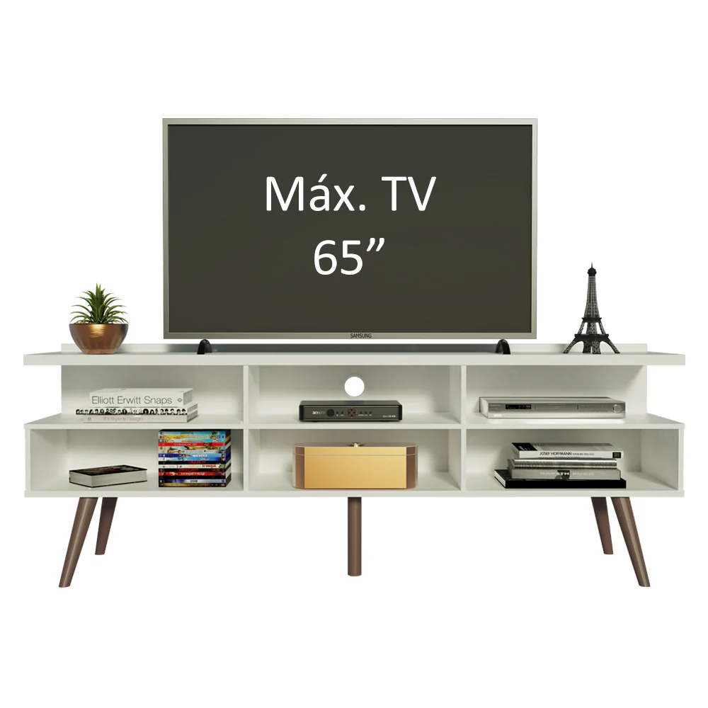 Rack para TV até 65 Polegadas Madesa Londres com Pés Retro Branco - Image 4