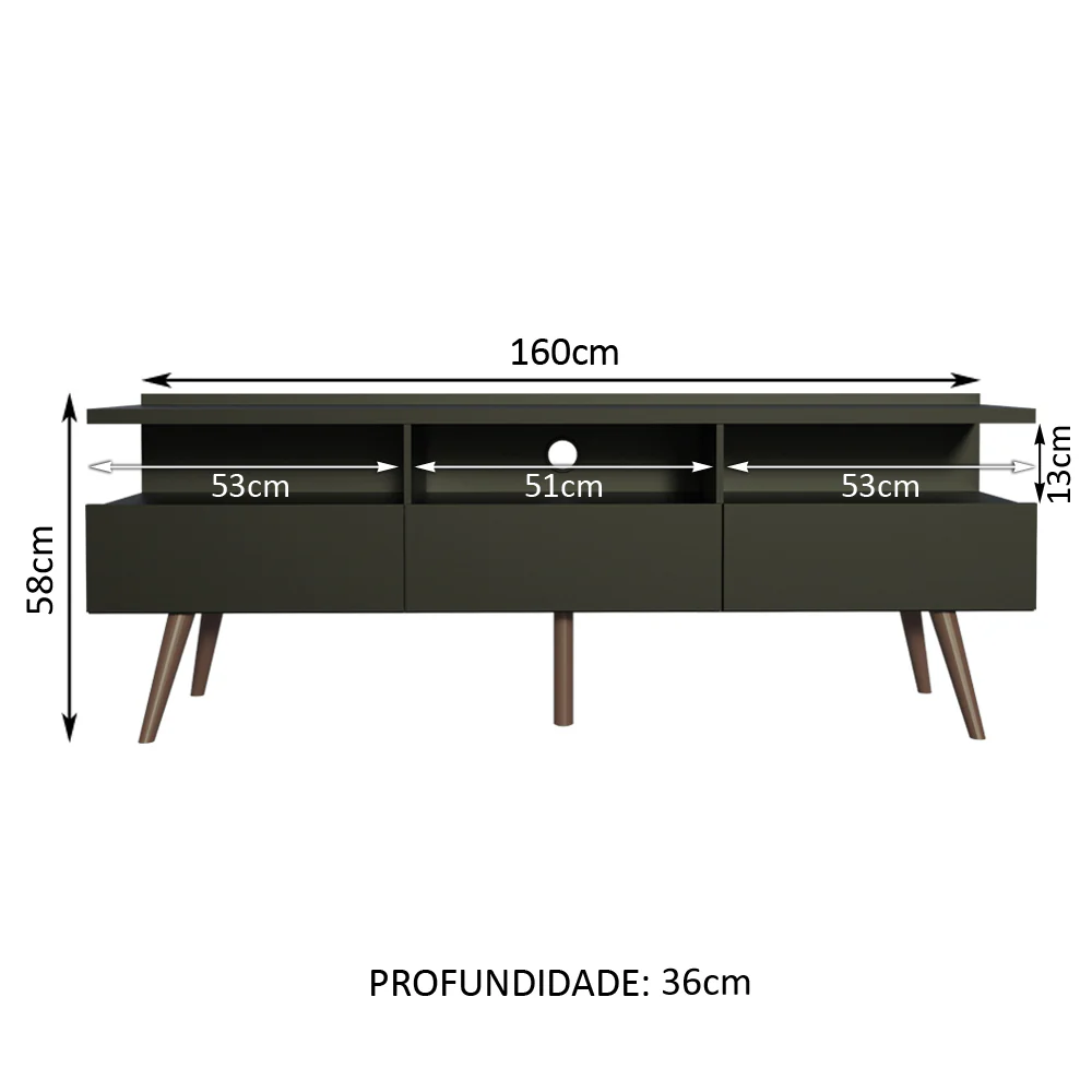 Rack para TV até 65 Polegadas Madesa Londres com Pés Retro Preto - Image 3