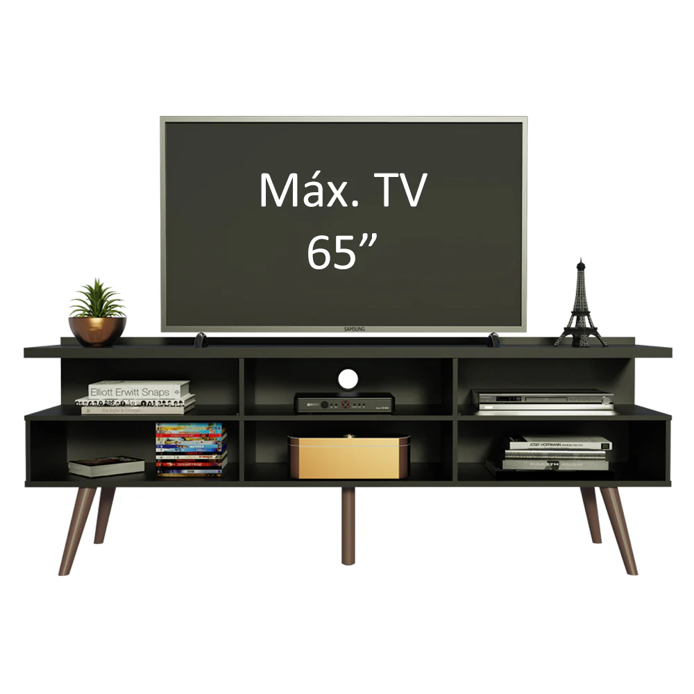 Rack para TV até 65 Polegadas Madesa Londres com Pés Retro Preto - Image 4
