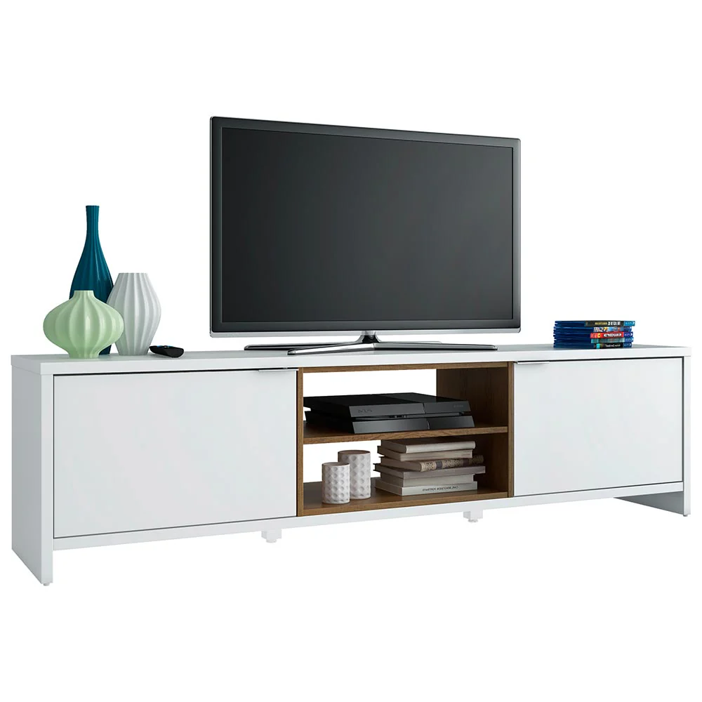 Rack para TV até 75 Polegadas Madesa Metz 180 cm 2 Portas Branco/Rustic - Image 2