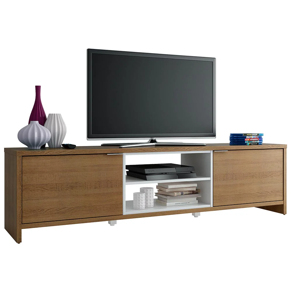 Rack para TV até 75 Polegadas Madesa Metz 180 cm 2 Portas Rustic/Branco - Image 2