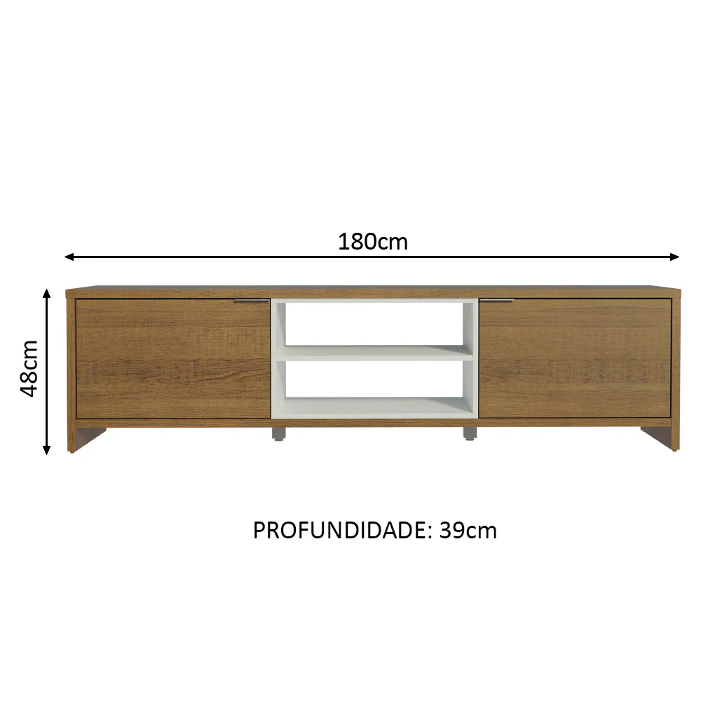 Rack para TV até 75 Polegadas Madesa Metz 180 cm 2 Portas Rustic/Branco - Image 3