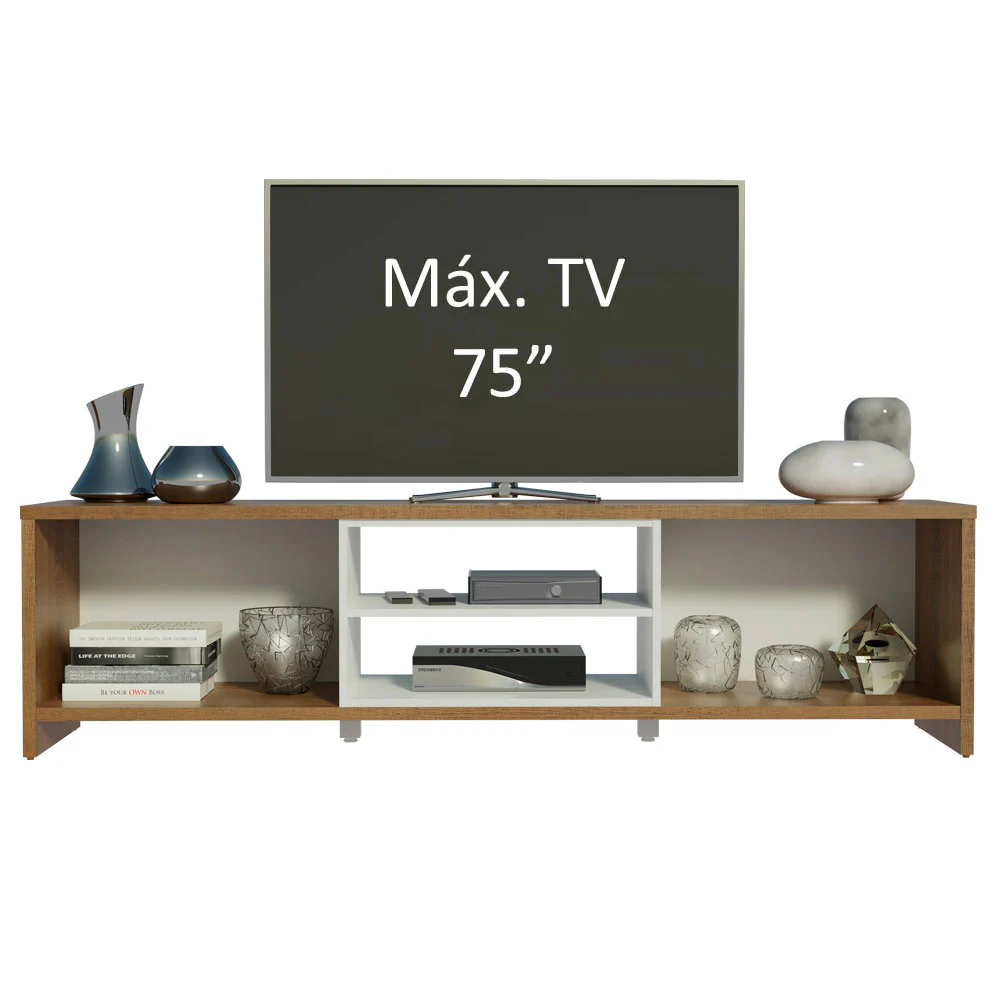 Rack para TV até 75 Polegadas Madesa Metz 180 cm 2 Portas Rustic/Branco - Image 4