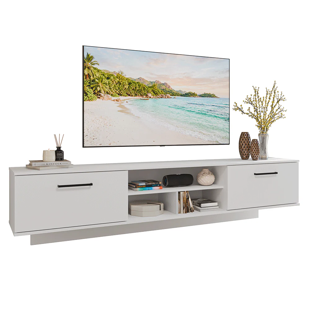 Rack Suspenso para TV até 80 Polegadas 218 cm 2 Portas Branco Agata Madesa - Image 2