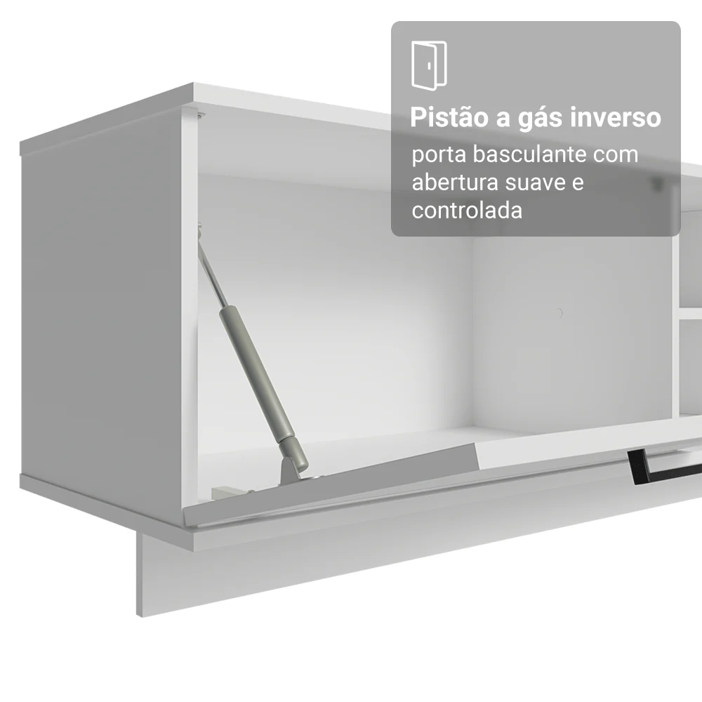 Rack Suspenso para TV até 80 Polegadas 218 cm 2 Portas Branco Agata Madesa - Image 8