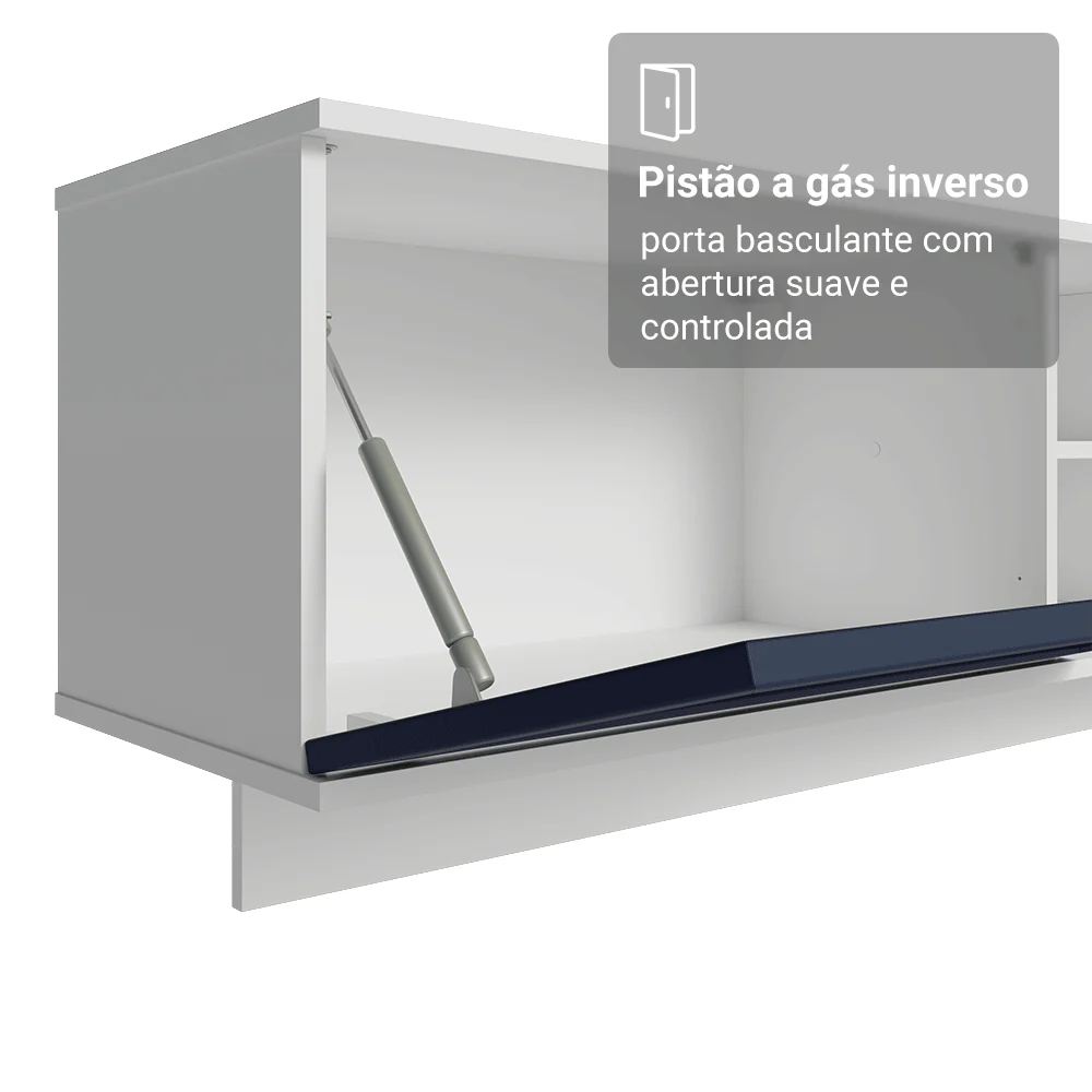 Rack Suspenso para TV até 80 Polegadas 218 cm 2 Portas Branco/Azul Vik Madesa - Image 6
