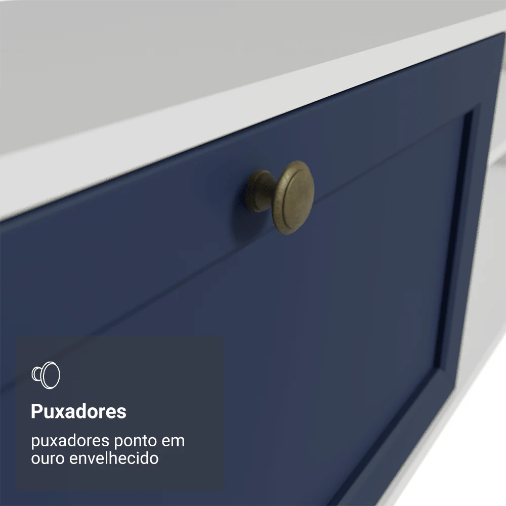 Rack Suspenso para TV até 80 Polegadas 218 cm 2 Portas Branco/Azul Vik Madesa - Image 7