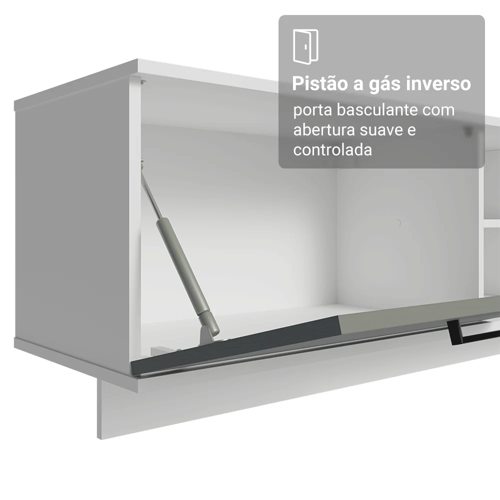Rack Suspenso para TV até 80 Polegadas 218 cm 2 Portas Branco/Cinza Agata Madesa - Image 8