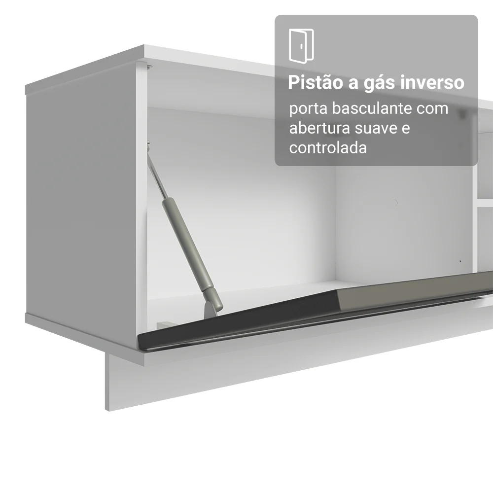 Rack Suspenso para TV até 80 Polegadas 218 cm 2 Portas Branco/Cinza Vik Madesa - Image 6