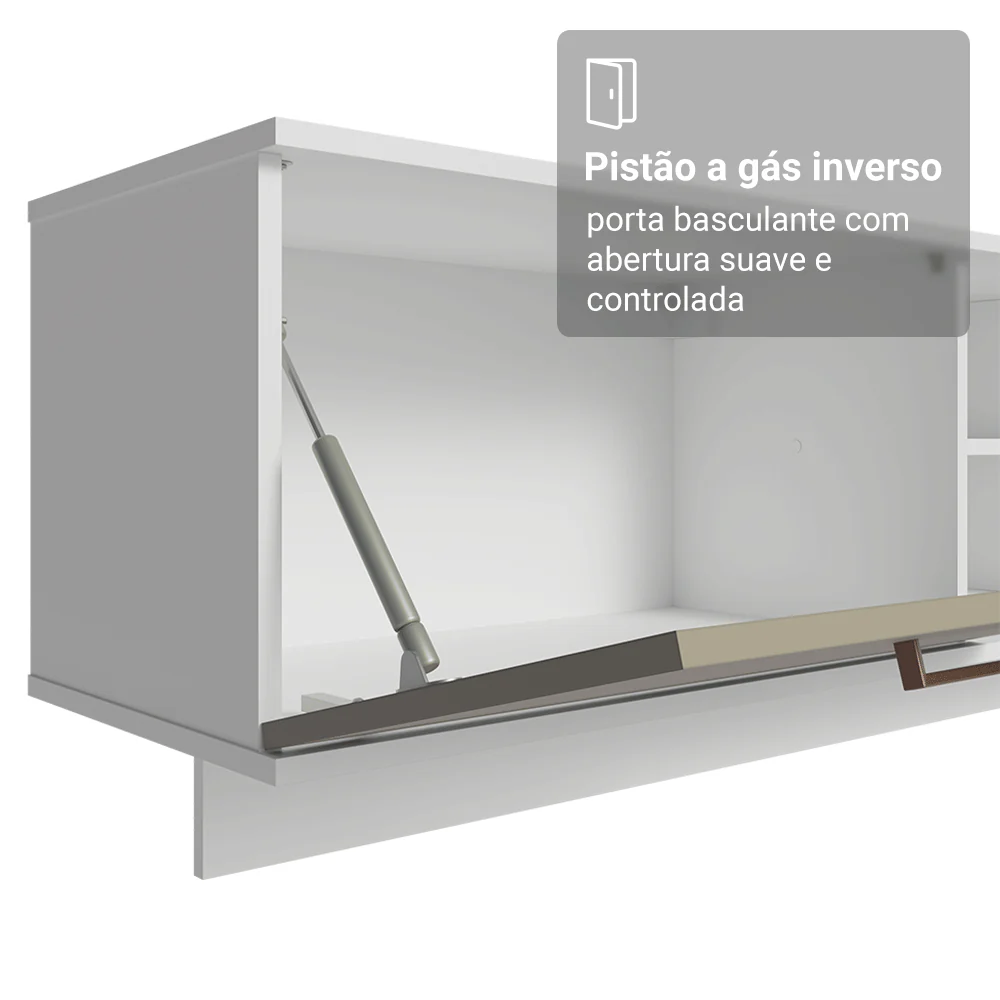 Rack Suspenso para TV até 80 Polegadas 218 cm 2 Portas Branco/Crema Agata Madesa - Image 8