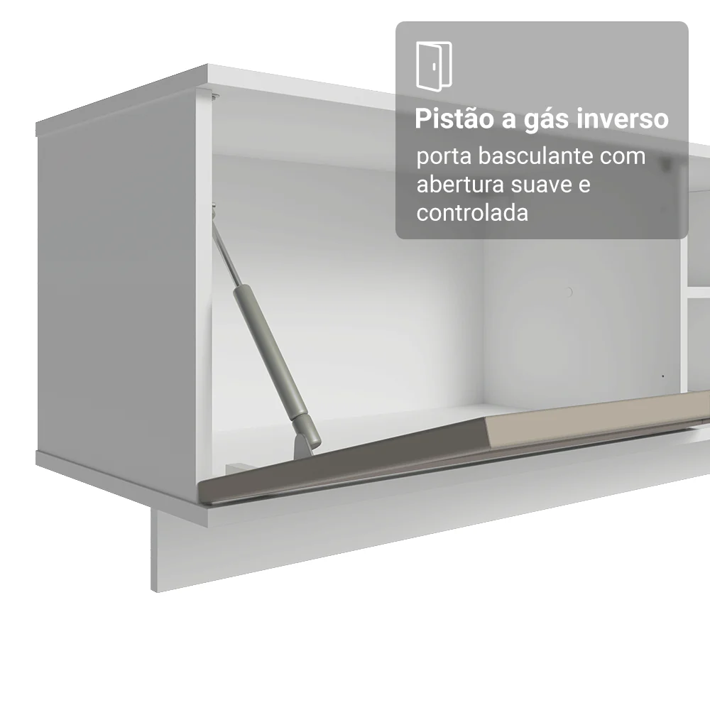 Rack Suspenso para TV até 80 Polegadas 218 cm 2 Portas Branco/Crema Vik Madesa - Image 6