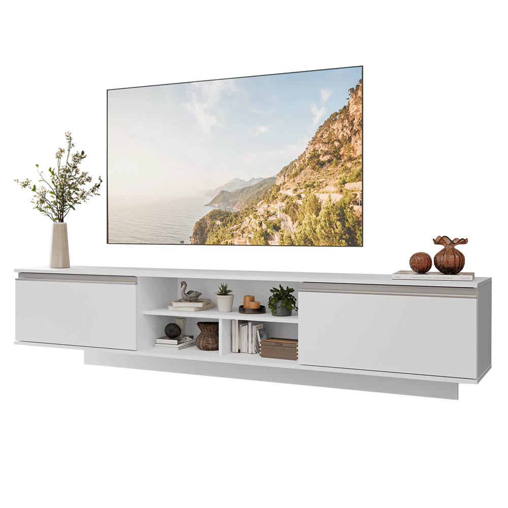 Rack Suspenso para TV até 80 Polegadas 218 cm 2 Portas Branco Glamy Madesa - Image 2