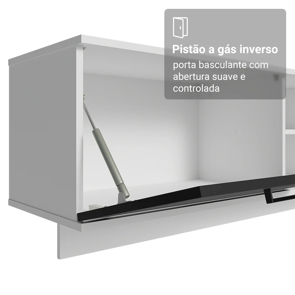 Rack Suspenso para TV até 80 Polegadas 218 cm 2 Portas Branco/Preto Agata Madesa - Image 8