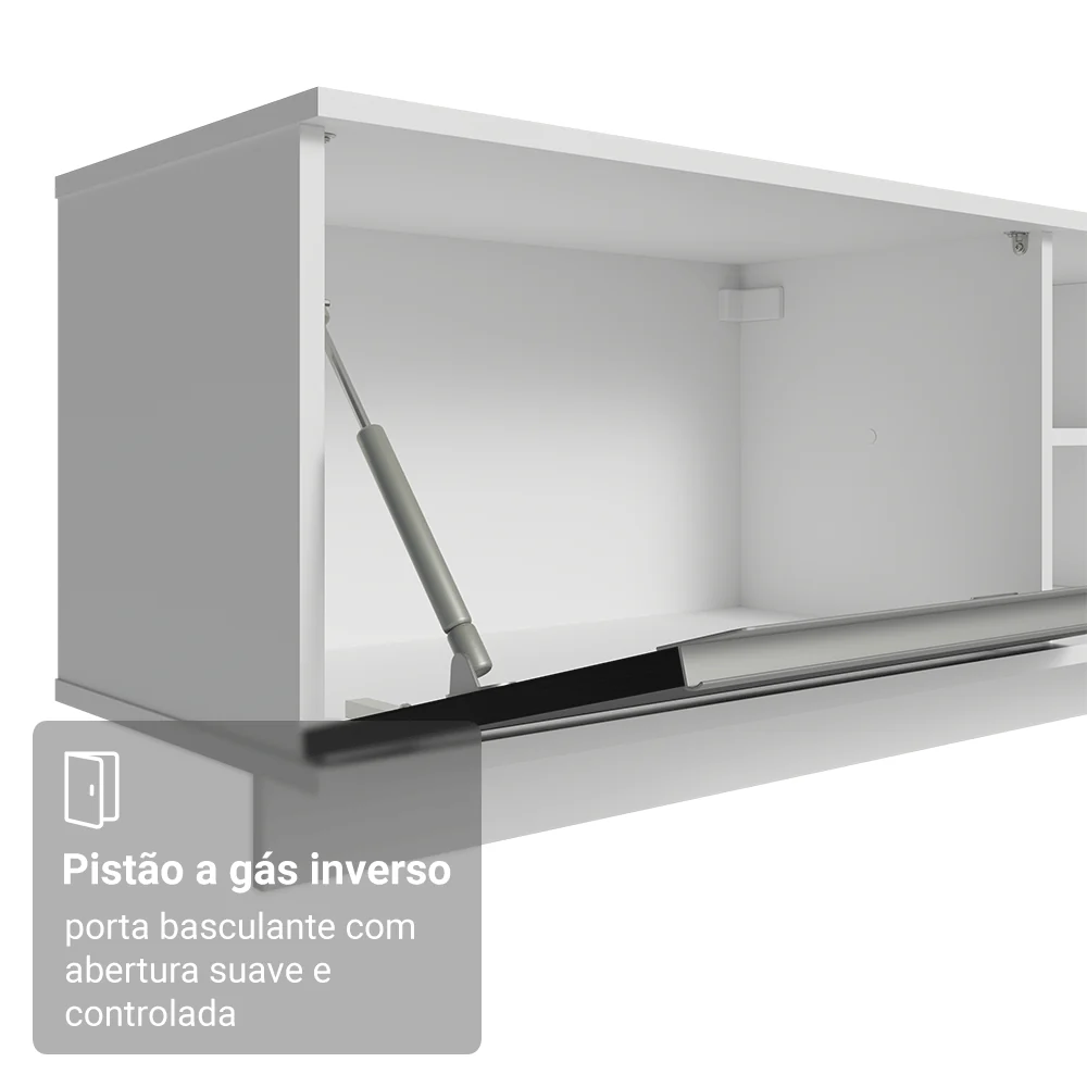 Rack Suspenso para TV até 80 Polegadas 218 cm 2 Portas Branco/Preto Glamy Madesa - Image 8